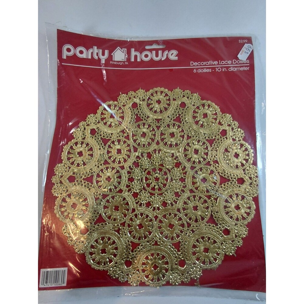 Party House Decorative Lace Doilies Gold 10in Round (Set of 6)